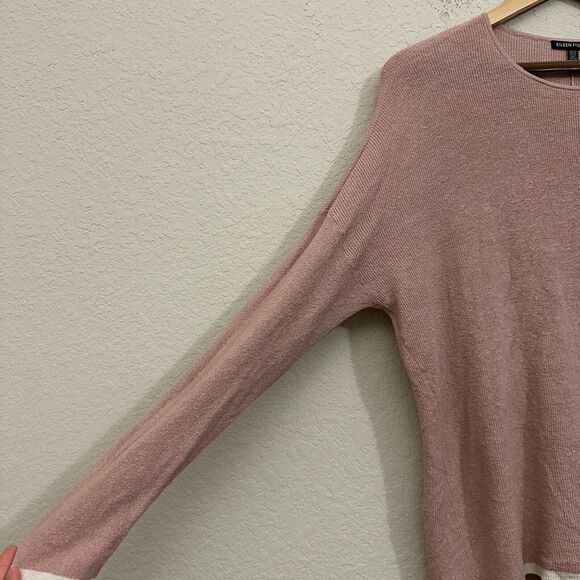 EILEEN FISHER Linen Crepe Crew Neck Box Top Sweater in Sugar Plum Classic - Picture 4 of 8